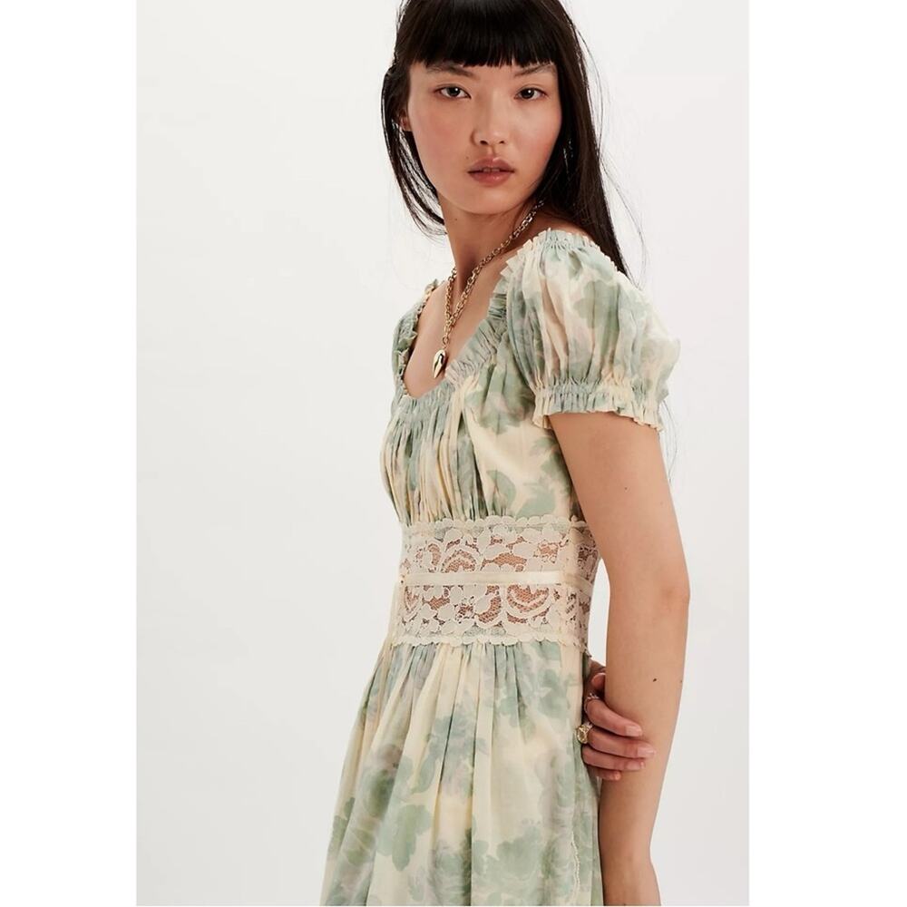 Free People Ethereal Dainty Lace Honeysuckle Floral Printed Midi Dress Large - Picture 16 of 16